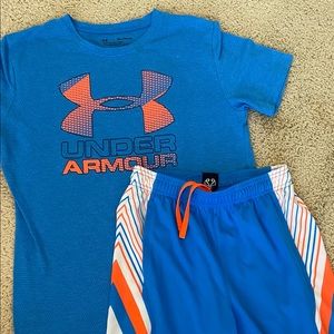 Under Armour boys basketball shirt shorts set